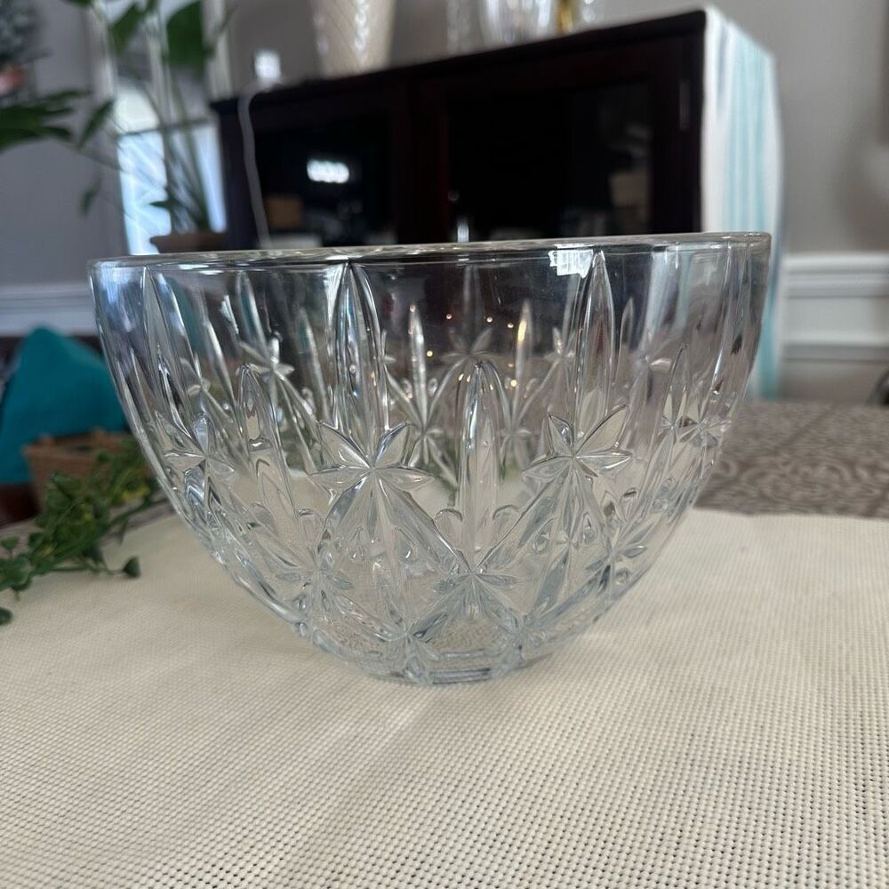 Marquis by Waterford‎ Cut Glass Sparkle Bowl 9” Diameter Salad Serving Bowl